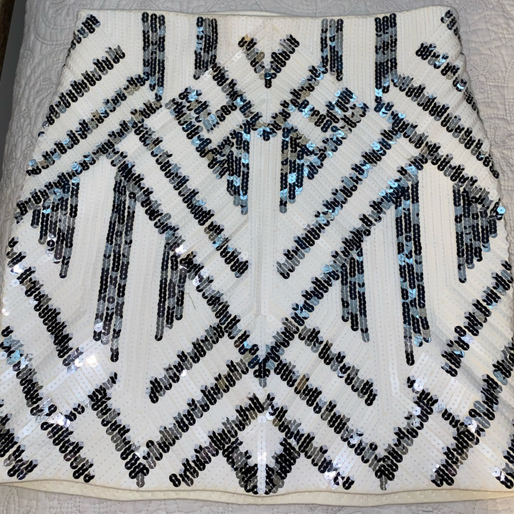 White & Black Sequin Skirt